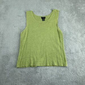 Sigrid Olsen Womens Petite L Green Sleeveless Knit Top 5054